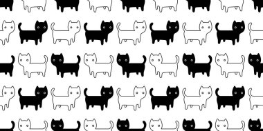 kedi desensiz kedi yavrusu çizgi film eşarbı izole edilmiş arka plan fayans duvar kağıdı karalama tasarımı tekrarla