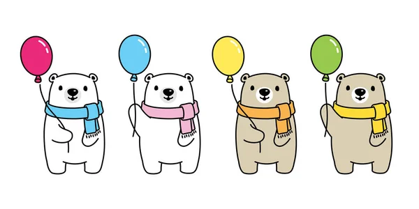 Urso Vetor Polar Urso Balão Ícone Logotipo Desenho Animado Personagem — Vetor de Stock