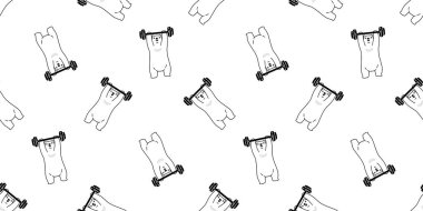 Ayı pürüzsüz desenli kutup ayısı vektör eğitim fitness dambıl spor eşarp izole çizgi film Duvar kağıdı karo karalama beyaz tasarım