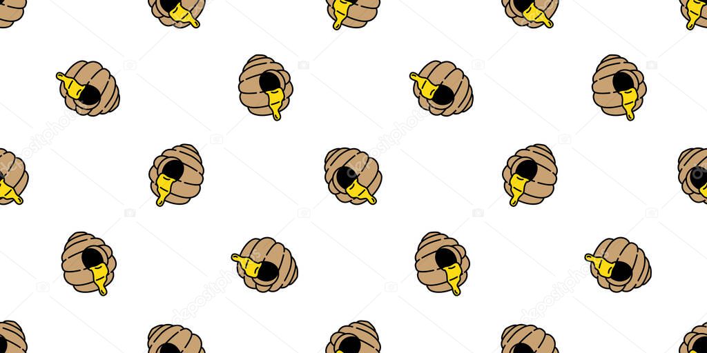 honey bee seamless pattern vector bear polar jam scarf isolated cartoon repeat background tile textured wallpaper textile illustration doodle white design