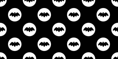 Yarasa pürüzsüz desen vektörü Cadılar Bayramı Dracula Vampir polka nokta çizgi film çizimi hediye paketi beyaz tasarım