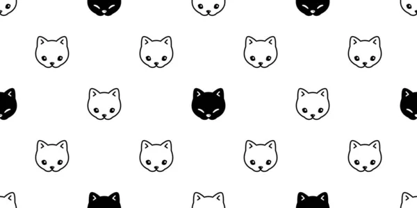 Cat Seamless Pattern Kitten Face Head Vector Calico Animal Pet — Stock Vector