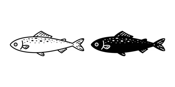 Balık Vektörü Simgesi Somon Balığı Çizgi Film Sembolü Çizim Tasarımı — Stok Vektör