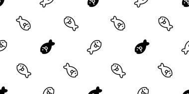 Balık desensiz somon balığı vektörü ton balığı karikatür eşarbı yunus balinası okyanus fayans arka planı duvar kağıdı karalama hayvan tasarımı