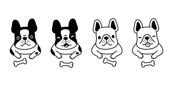 Cão Vetor Francês Bulldog Ícone Rosto Cabeça Pet Cachorro Desenho — Vetor de Stock