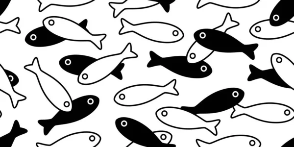 Fish Seamless Pattern Salmon Vector Tuna Shark Scarf Isolated Dolphin — Stock Vector
