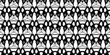 Köpek desensiz Fransız bulldog vektörü baş köpek yavrusu hayvan eşarbı izole edilmiş fayans duvar kağıdı çizim tasarımı