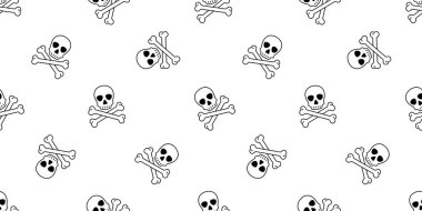 kafatası cadılar bayramı düz desenli çapraz kemikler korsan vektör hayalet sembolü izole edilmiş duvar kağıdı karo arka plan karikatür çizim tasarımı