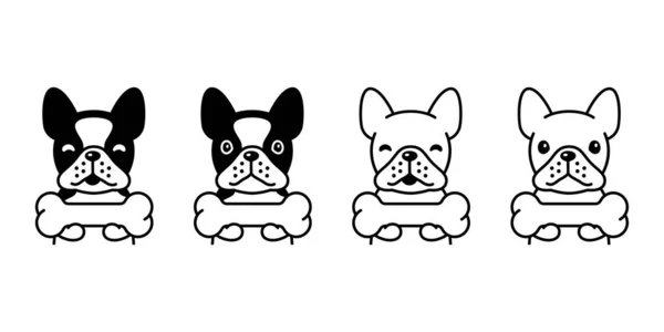 Dog Vector French Bulldog Icon Bone Pet Puppy Cartoon Character — Stock Vector