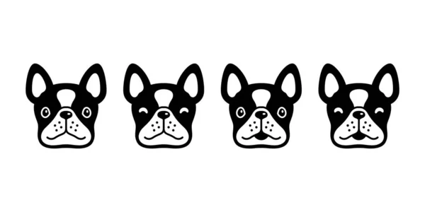 狗矢量法国斗牛犬图标面对头宠物狗卡通人物符号动物涂鸦图解设计 — 图库矢量图片