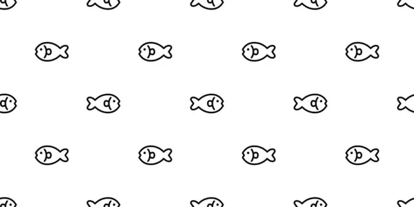 Pez Patrón Inconsútil Salmón Vector Atún Tiburón Bufanda Dibujos Animados — Vector de stock