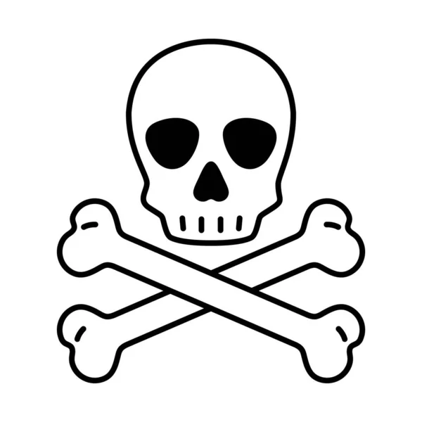 Crâne Croix Icône Vecteur Halloween Logo Pirate Symbole Fantôme Tête — Image vectorielle