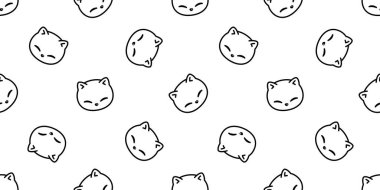 Kedisiz desenli kedi yavrusu. Calico vektör başı. Eşarp izole edilmiş. Arka plan çizgi film hayvani fayans duvar kağıdı çizimi.