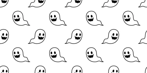 Ghost Seamless Pattern Halloween Vector Spooky Scarf Isolated Repeat Wallpaper — Stock Vector