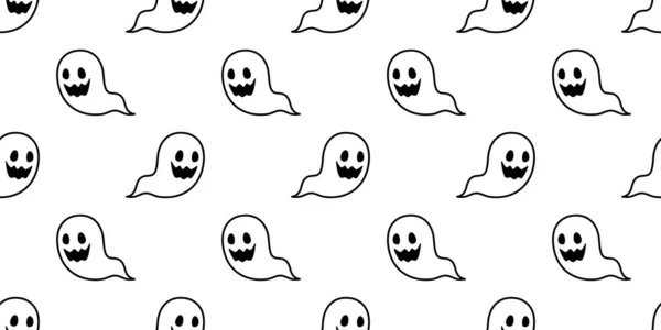 Szellem Zökkenőmentes Minta Halloween Vektor Kísérteties Sál Elszigetelt Ismétlődő Tapéta — Stock Vector