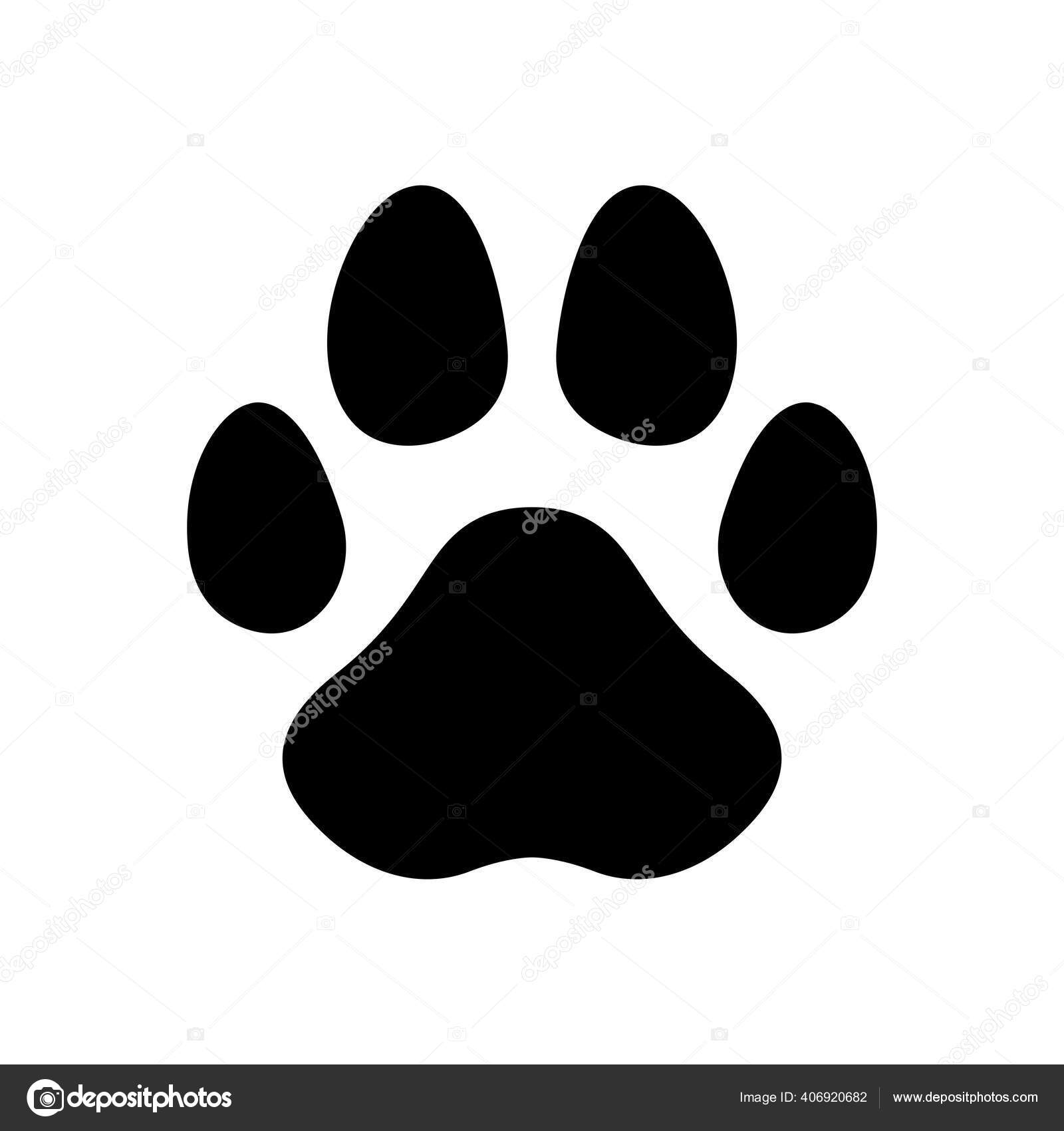 Hund Pote Vektor Fodaftryk Ikon Fransk Bulldog Kat Fod Tegneserie ...