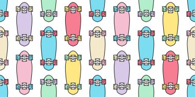 Kaykaysız patenli kaykay vektör kruvazörü ekstrem spor çizgi film eşarbı tecrit edilmiş tekrar duvar kâğıdı illüstrasyon hediye paketi kağıt pastel tasarımı