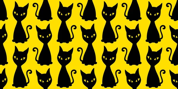 Cat Seamless Pattern Halloween Kitten Vector Calico Cartoon Scarf Isolated — Stock Vector
