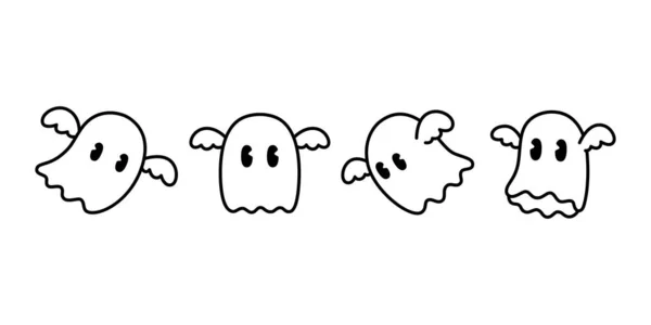 Fantasma Vettore Spettrale Icona Halloween Logo Simbolo Cartone Animato Personaggio — Vettoriale Stock