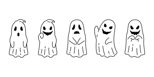 Fantasma Vector Espeluznante Icono Halloween Logotipo Símbolo Dibujos Animados Personaje — Archivo Imágenes Vectoriales