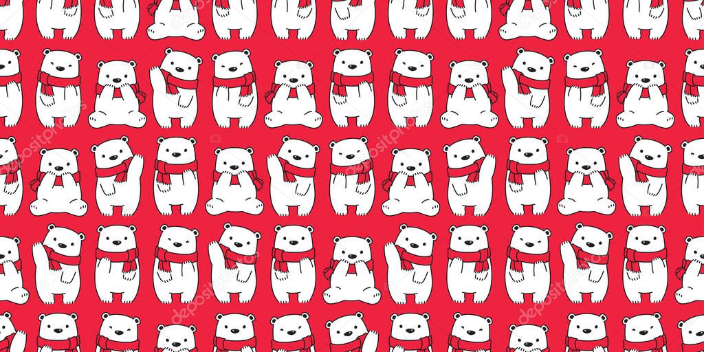 bear seamless pattern Christmas vector Santa Claus hat cartoon scarf isolated repeat wallpaper teddy tile background illustration doodle design
