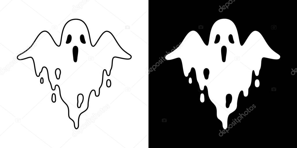 Ghost spooky vector icon Halloween logo symbol cartoon character evil doodle illustration design