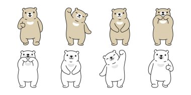 Ayı vektörü kutup ayısı simgesi Teddy logo çizgi film karakteri karalama çizimi tasarımı