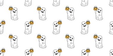 Hayalet desensiz Cadılar Bayramı hayaletli balkabağı sepetli şeker karikatür vektör eşarbı tecrit edilmiş Duvar kağıdı döşeme arka plan şeytan karalama hediye kâğıt çizim tasarımı