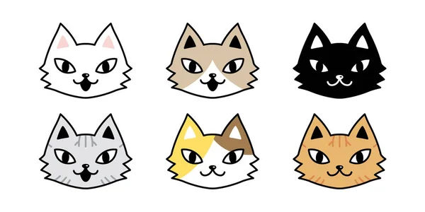 Gato Vector Icono Calico Gatito Cara Carácter Dibujos Animados Mascota — Vector de stock