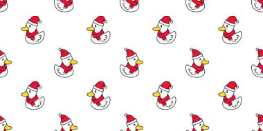 Ördeksiz ördek desenli Noel Baba şapka vektörü plastik ördek çiftliği karikatür eşarbı tecrit tekrar duvar kağıdı karo resim hayvan tasarımı