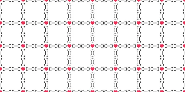 Собака Кістка Безшовний Візерунок Вектор Серця Валентина Корм Домашніх Тварин — стоковий вектор