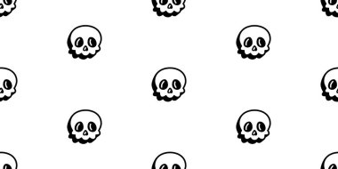 Kafatası çapraz kemikleri kusursuz Cadılar Bayramı hayalet vektör karikatür karikatür fayans arkaplan hediye kağıdı duvar kağıdı eşarbı izole şeytan çizimi tasarımı