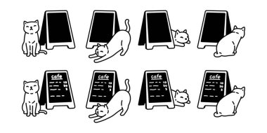 kedi vektörü kedi yavrusu kaldırım tabelaları simge simgesi kafeterya çizgi film karakteri hayvan karalama logosu çizim sembolü tasarımı