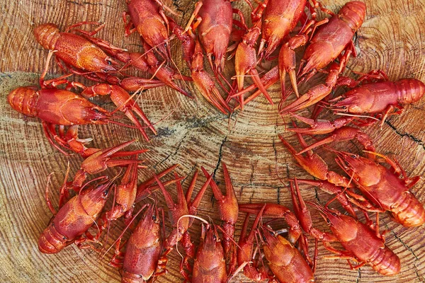 Crawfish Dimasak Dan Disajikan Latar Belakang Kayu — Stok Foto