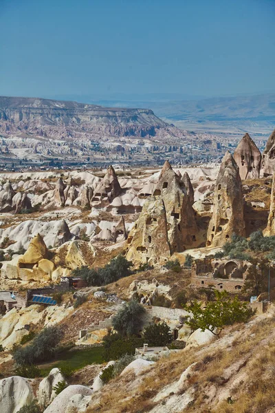 Vistas Las Casas Cueva Volcánicas Del Kanyon Capadocia Turquía — Foto de Stock