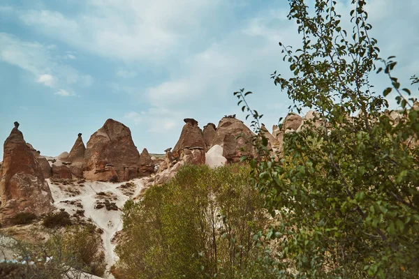 Vistas Las Casas Cueva Volcánicas Del Kanyon Capadocia Turquía — Foto de Stock