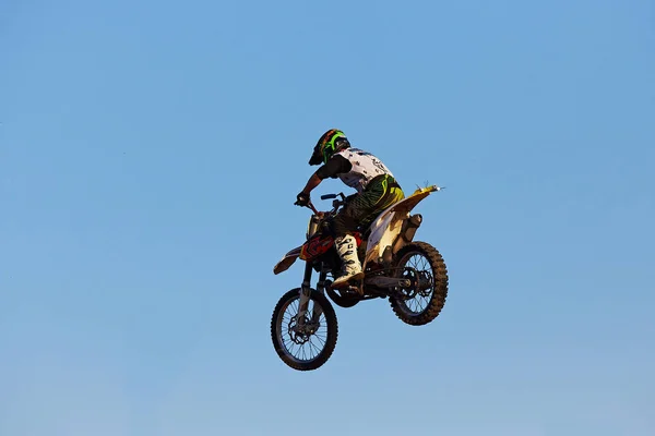 Moscow Russia September 2017 Pro Motocross Rider Riding Fmx Motorbike — Stock Photo, Image