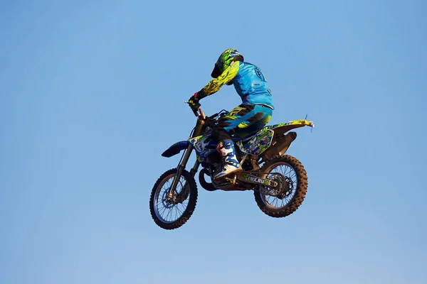 Moscow Russia September 2017 Pro Motocross Rider Riding Fmx Motorbike — Stock Photo, Image