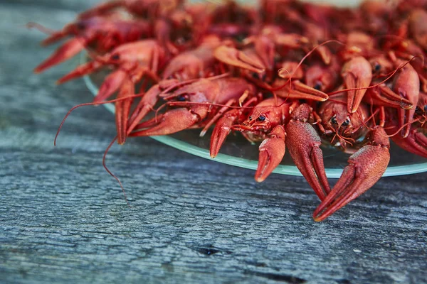 小龙虾在木质背景下烹调和服务 — 图库照片