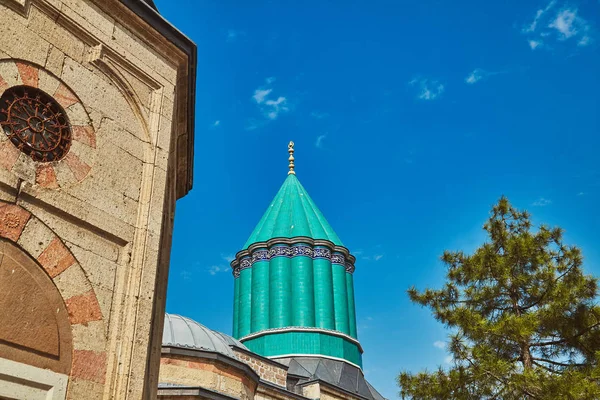 Mevlana tomb and Selimiye mosque at Konya, Turkey known also as mevlana kulliyesi or mevlana turbesi and Selimiye camii