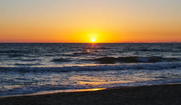 Coucher Soleil Sur Plage Kusadasi Turquie — Photo