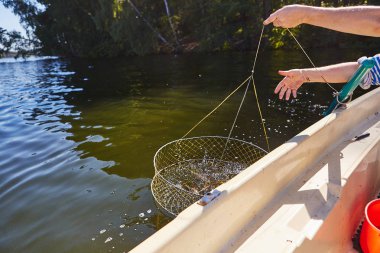 Sürecin cacthing kerevit ve mücadele içinde tatlı su dağ Gölü