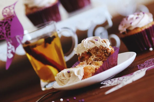 Cupcakes Served Tea — Stock Photo, Image