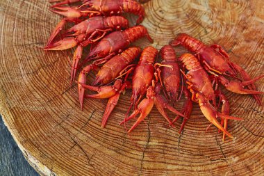 Kerevit pişmiş ve ahşap arka plan üzerinde hizmet