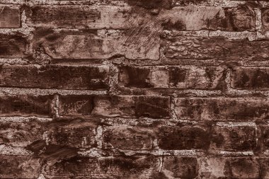 Kahverengi, grunge tuğla duvar dokusu arka plan. Dokuyu kapat. Kahverengi tuğla dokusunun yüksek çözünürlüğü.