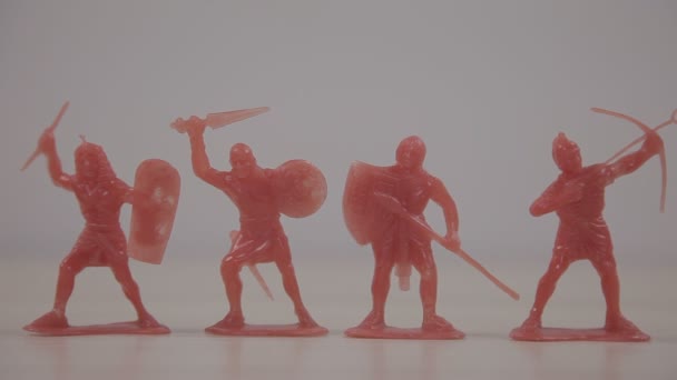 Close Footage Plastic Toy Soldiers White — Stock Video