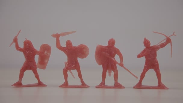 Close Footage Plastic Toy Soldiers White — Stock Video