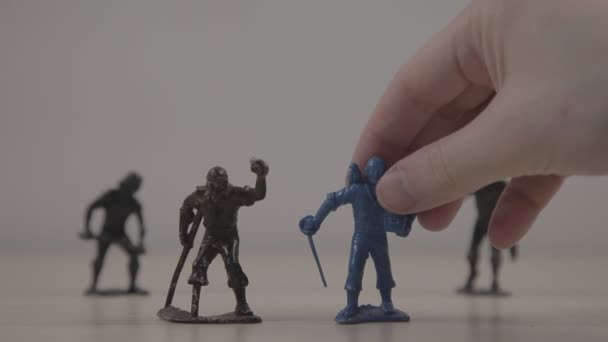 塑料玩具士兵的白色特写镜头 — 图库视频影像