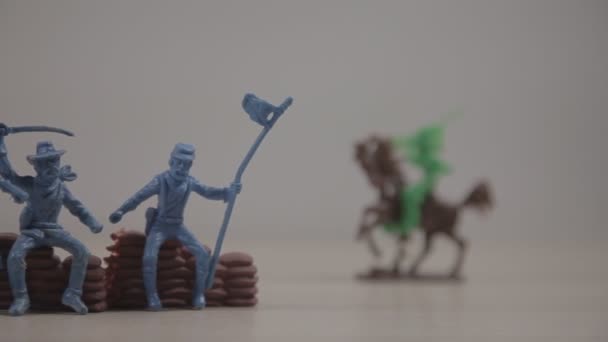 Close Footage Plastic Toy Soldiers White — Stock Video