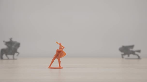 Close Footage Plastic Toy Soldiers White — Stock Video